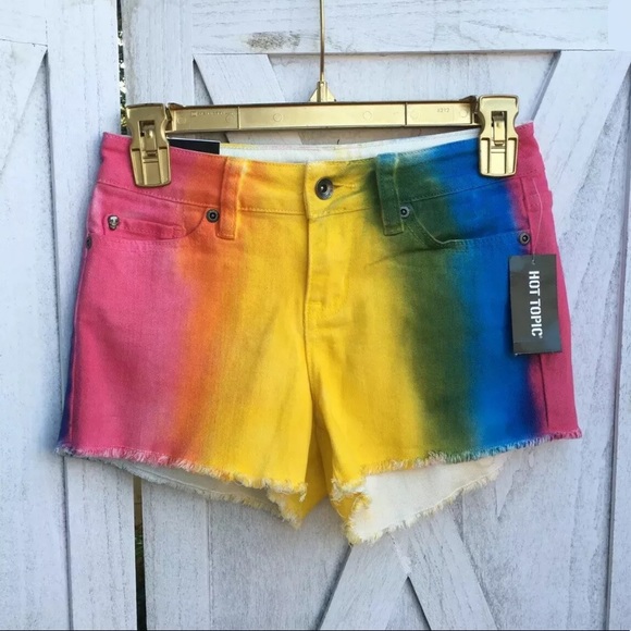 black heart Pants - Black Heart Rainbow Cutoffs Sz 0